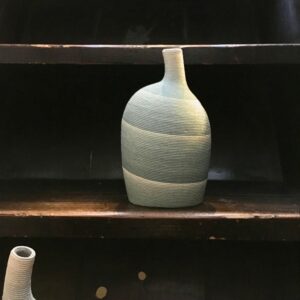 vase, hand-coiled earthenware, green gradation