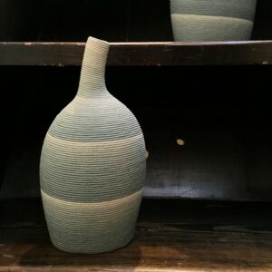 vase, hand-coiled earthenware, green gradation